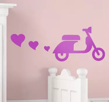 Sticker scooter roze hartjes - TenStickers