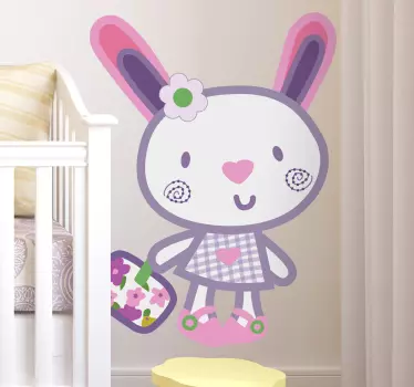 Kids Pink Bunny Wall Sticker - TenStickers