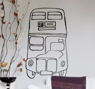 London bus tegning hjemmemur klistermærke - TenStickers