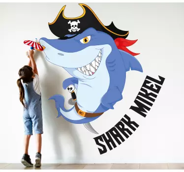 Pirate shark illustration children sticker - TenStickers