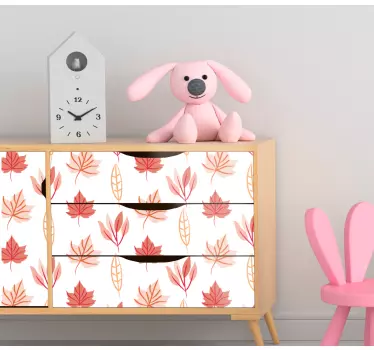 Pink automne leaves patterns furniture sticker - TenStickers