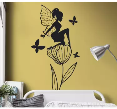 Beautiful design Fairy with flowers  sticker - TenStickers