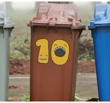 Mülltonnen Aufkleber Glückliche cartoon-zahlen - TenStickers