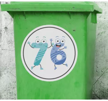 Mülltonnen Aufkleber Süße bunte cartoon-zahlen - TenStickers