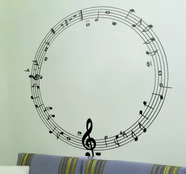 Notas musicais círculo decorativo vinil autocolante decorativo - TenStickers