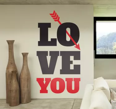 Love You Text and Arrow Wall Sticker - TenStickers