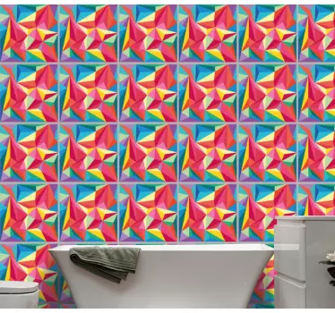 Autocolantes azulejos decorativos Imagem geométrica multicolorida - TenStickers