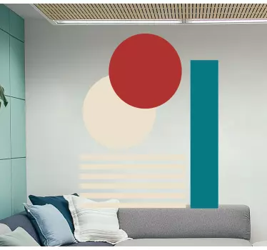Two circles abstract art wall art sticker - TenStickers
