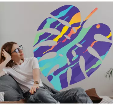 αυτοκόλλητο πολύχρωμο φύλλα αφηρημένη τέχνη τοίχο - TenStickers