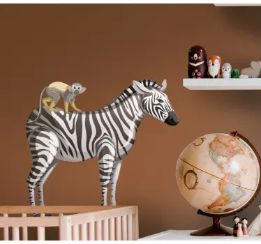 Giraffe Zebra and Monkey together animal decal - TenStickers