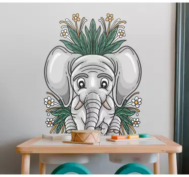 Drawing of a grey elephant wild animal decal - TenStickers