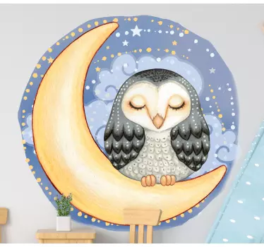 Cute owl at night illustration bird sticker - TenStickers
