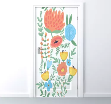 Sticker porte florale pastel - TenStickers