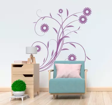 Flower Stem Tree Wall Sticker - TenStickers