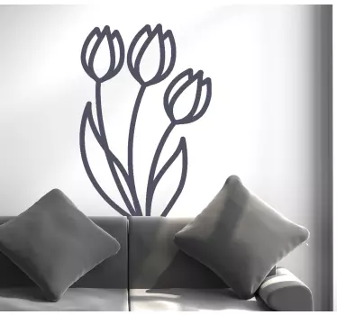 Vinilo para cristales Linda línea de diseño de tulipanes - TenVinilo