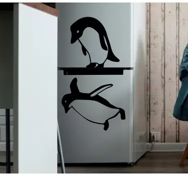 Cute group of beautiful pinguins fridge sticker - TenStickers