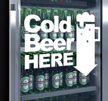 Kühlschrank Aufkleber Kaltes bier hier - TenStickers