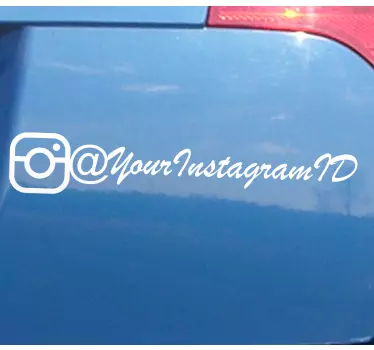 Pegatina para coche Nombre personalizado de instagram con cámara  - TenVinilo