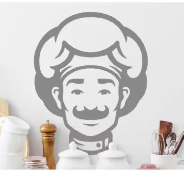 Gülümseyen şef tasarımı mutfak duvar sticker - TenStickers