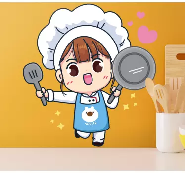 Cute female chef character wall decal - TenStickers