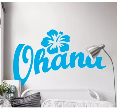 Flower Ohana text wall sticker - TenStickers
