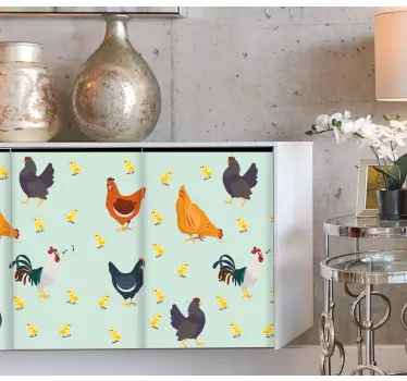 Sjove kyllinger mønster møbler klistermærker - TenStickers