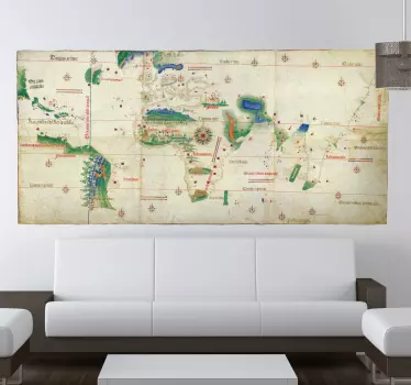 Old World Map Wall Decal - TenStickers