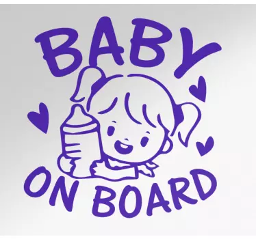 Little girl with bottle baby on board sticker - TenStickers