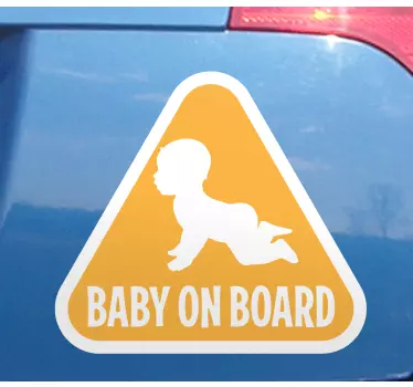 Yellow and white triangle baby on board sticker - TenStickers
