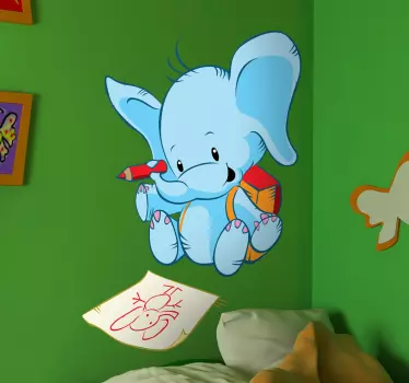 Sticker enfant éléphant coloriage - TenStickers