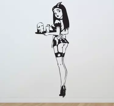 Autocollant mural serveuse manga sexy - TenStickers