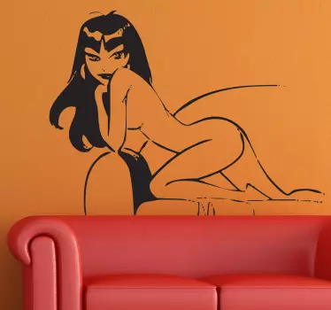 Vinilo decorativo chica desnuda sofá - TenVinilo