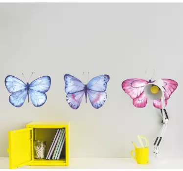 Pink and blue butterflies butterfly decal - TenStickers