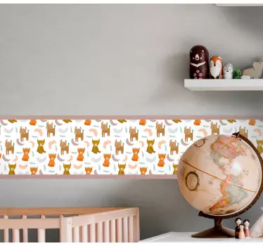 Cute animals in the forest wall border sticker - TenStickers