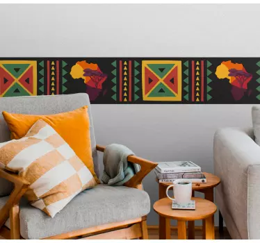 Colourful Africa pattern wall border decal - TenStickers