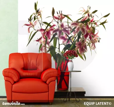 Lillies Red Vase Mural - TenStickers