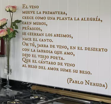 Vinilo decorativo vino Pablo Neruda - TenVinilo