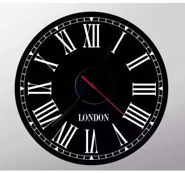 Black and white with Roman number clock sticker - TenStickers