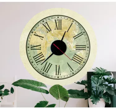 Old styled with the world wall clock sticker - TenStickers