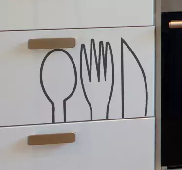 Sticker cuisine dessin couverts - TenStickers