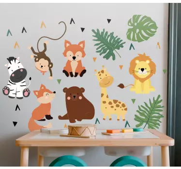 χαριτωμένα άγρια ζώα με φύλλα τοίχου decal - TenStickers