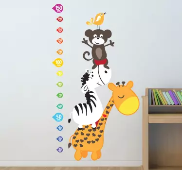 Sticker enfant mètre hauteur animaux - TenStickers