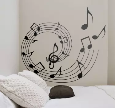 Autocolante decorativo espiral notas musicais - TenStickers
