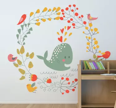 Kids Whale & Birds Wall Sticker - TenStickers