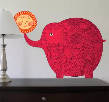 Kids Jolly Sun Elephant Wall Sticker - TenStickers