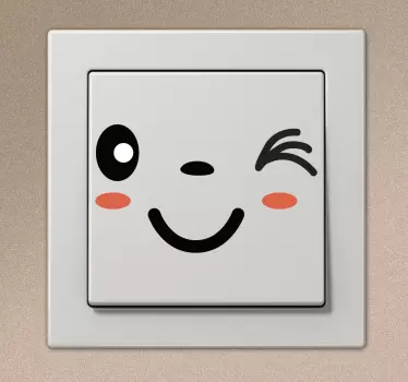 Wink Face Light Switch Sticker - TenStickers