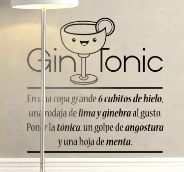 Vinilo decorativo receta gin tonic - TenVinilo