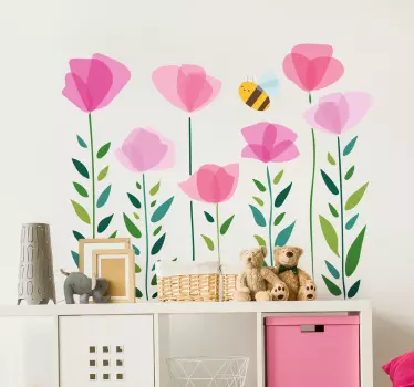 花和昆虫孩子墙壁壁画 - TenStickers