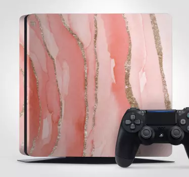 Vaaleanpunainen kimaltava marmori PS4 skin - Tenstickers