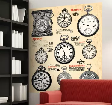 Vinilo decorativo cartel vintage relojes - TenVinilo